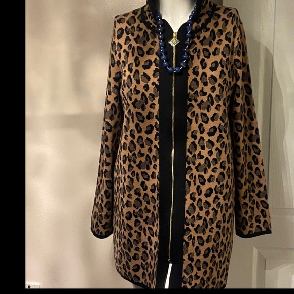 Jackets & Blazers - Leopard Print Hooded Jacket L